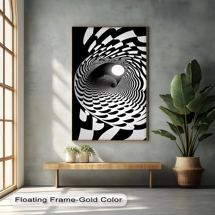 Hypnotic Spiral Tunnel – Black & White Canvas Print - MyPhotoStation