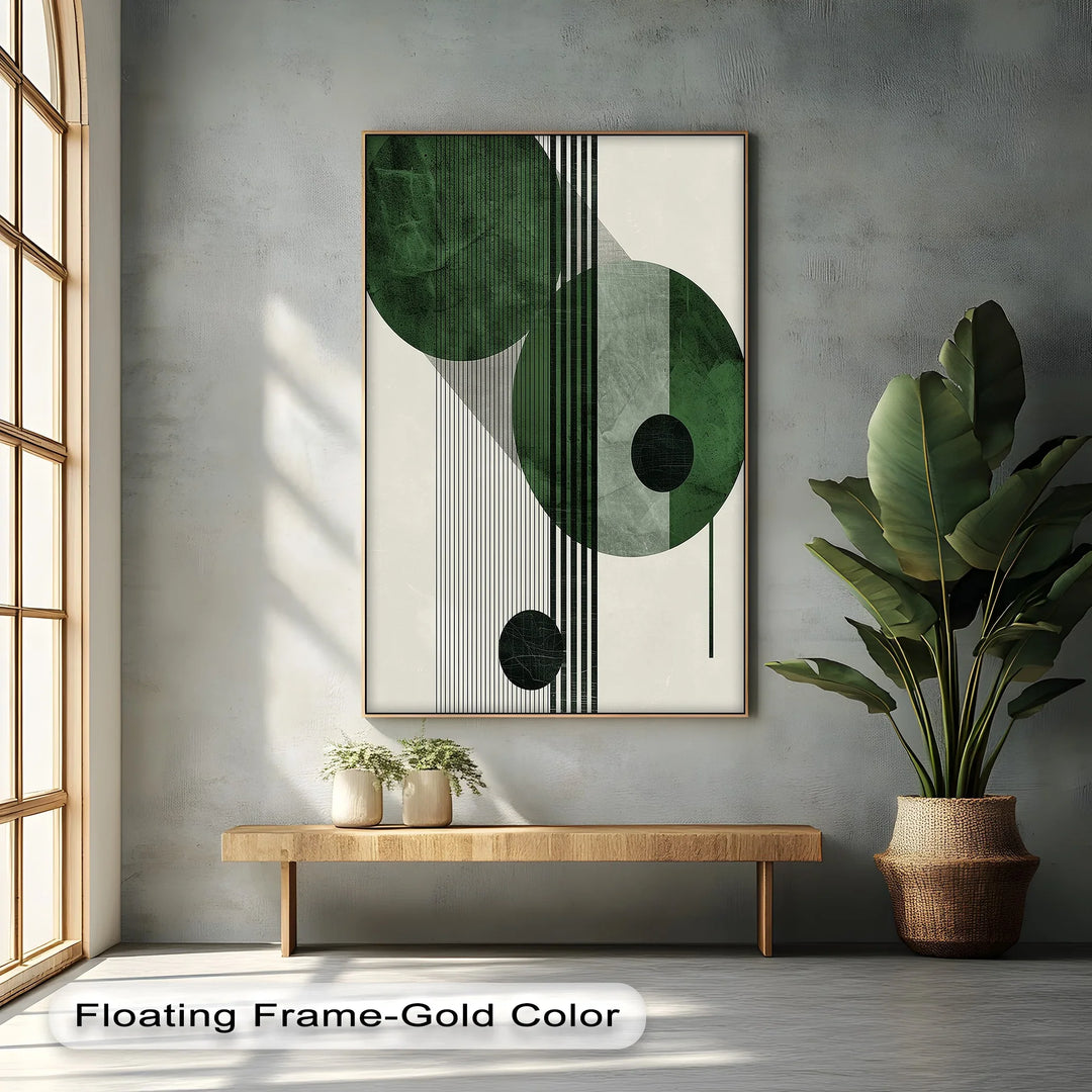 Modern Green Orbital Geometry – Abstract Minimalist Canvas Print - MyPhotoStation