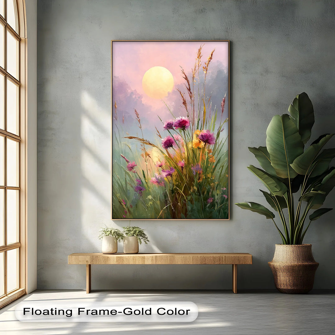 Wildflower Meadow at Dusk – Sunset Landscape Canvas Print - MyPhotoStation