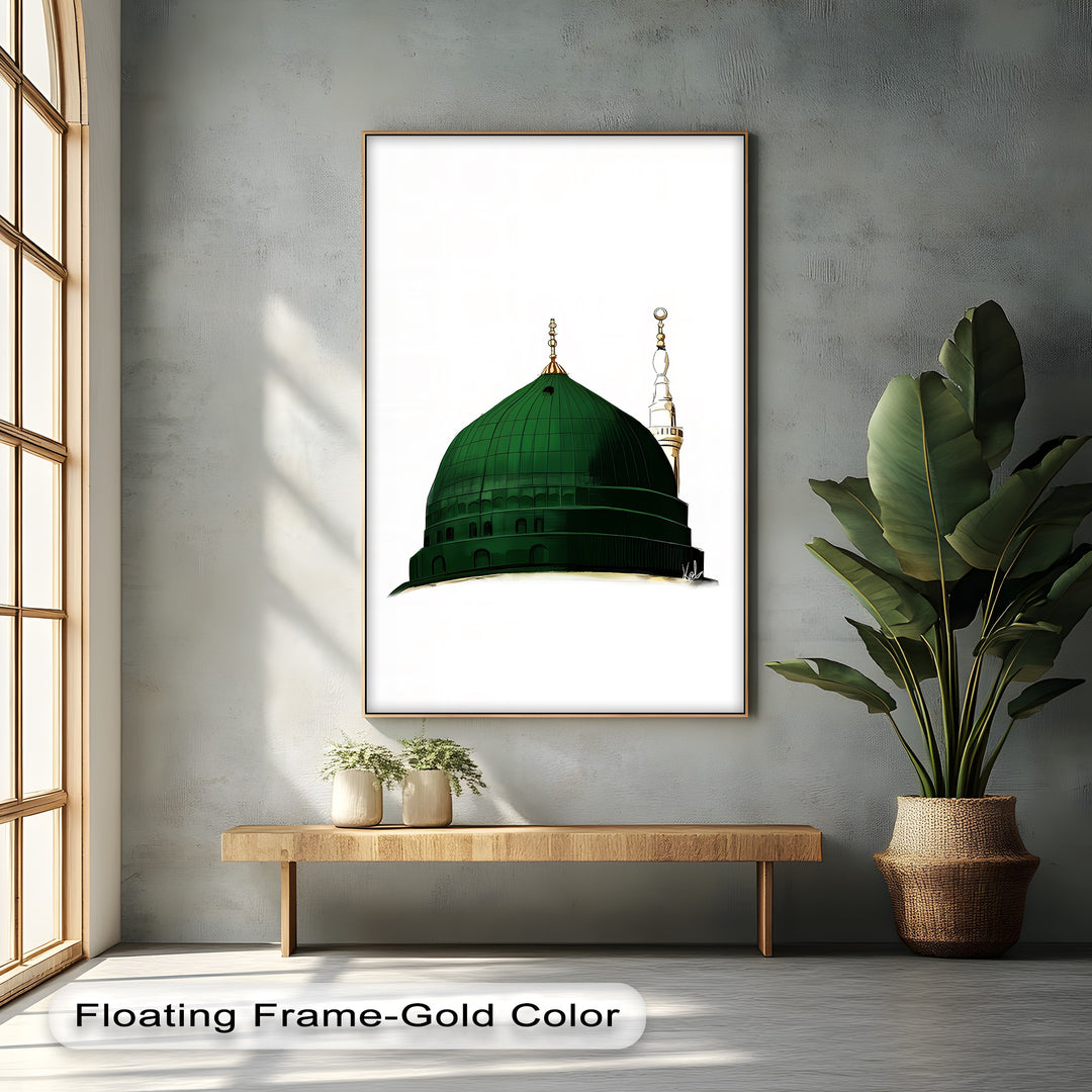 Minimalist Green Dome of Medina – Islamic Wall Art