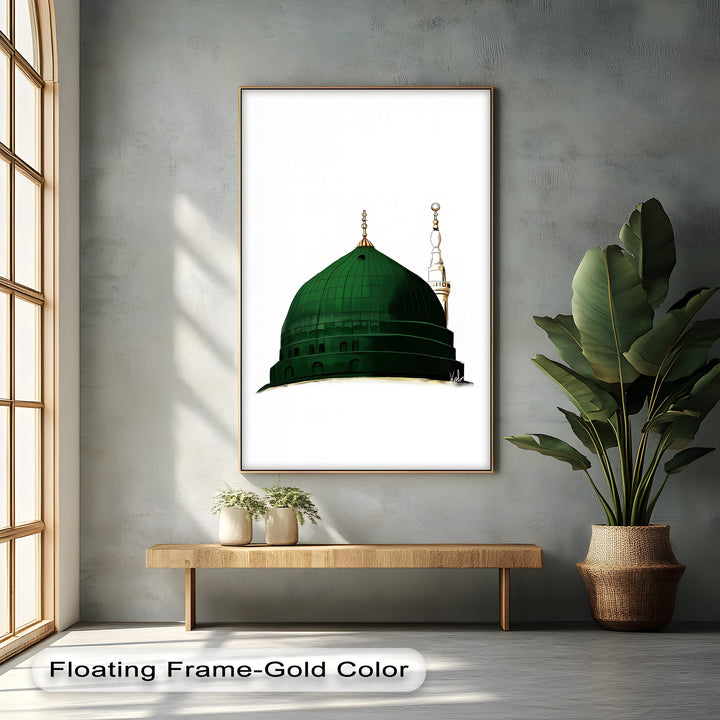 Minimalist Green Dome of Medina – Islamic Wall Art