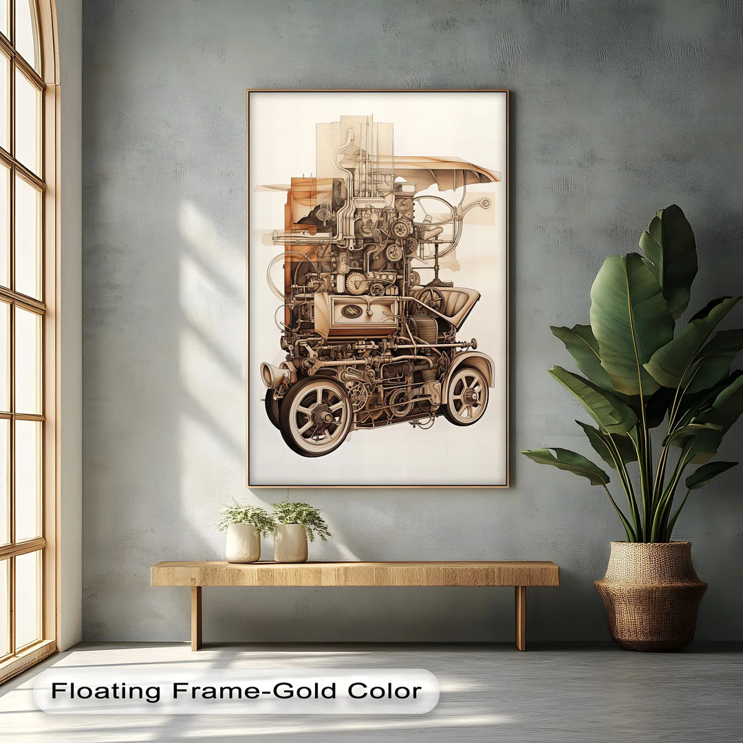 Industrial Blueprint Engine Study – Car Canvas Print - MyPhotoStation