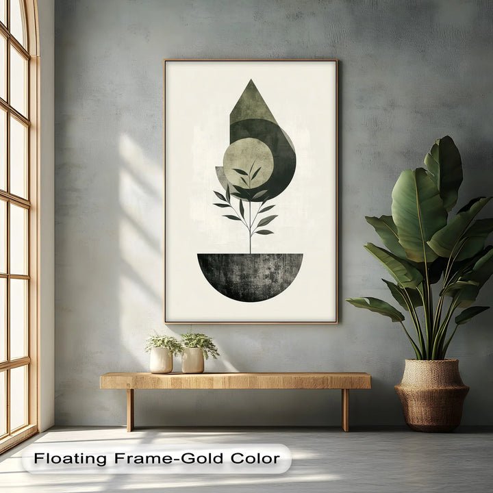 Minimalist Growth – Geometric Plant-Inspired Canvas Print - MyPhotoStation