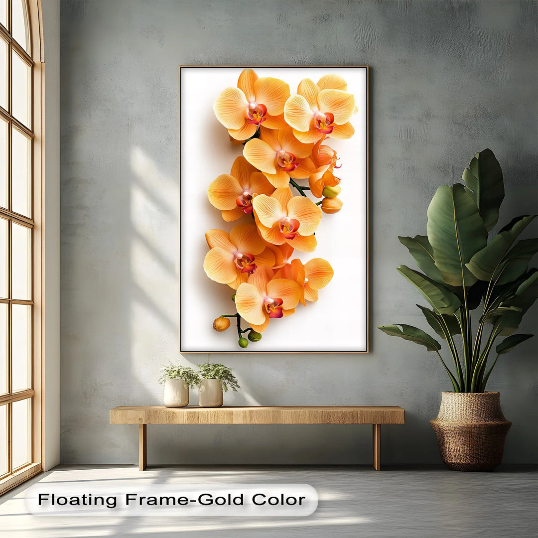 Golden Orchid Radiance – Orange Phalaenopsis Floral Canvas Print - MyPhotoStation