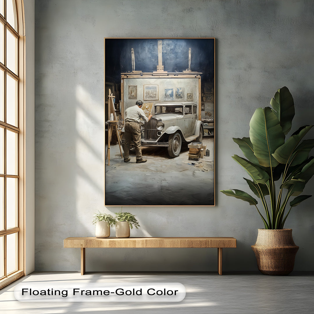 Timeless Restoration in Artist’s Studio – Car Canvas Print
