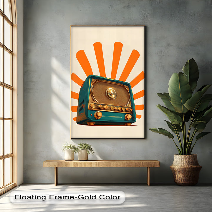 Retro Radiance – Classic Teal Radio Canvas Print