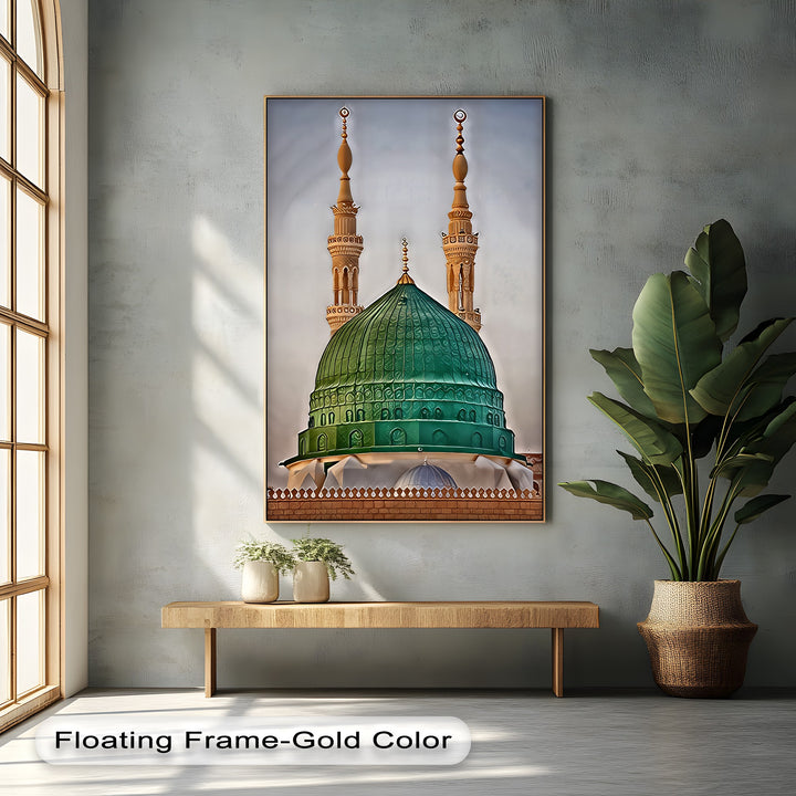 Green Dome of Al-Masjid an-Nabawi – Islamic Wall Art of Medina