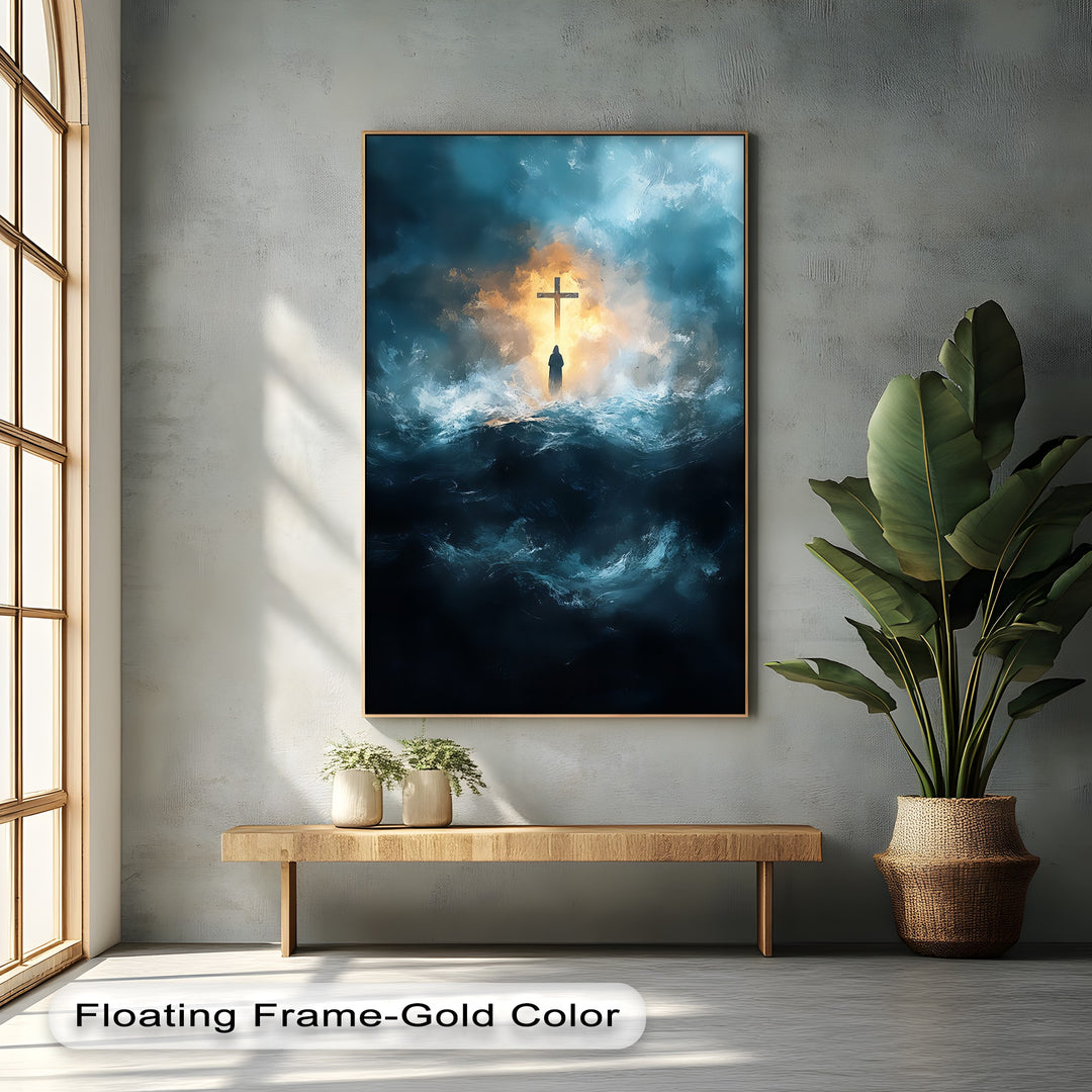 Faith in the Storm – Christian Cross Religious Wall Art