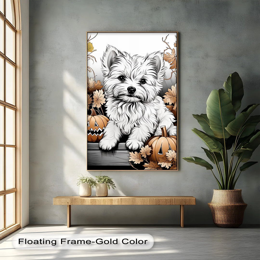 Pumpkin Pup Charm – Halloween Dog Illustration Puppies Canvas Print - MyPhotoStation