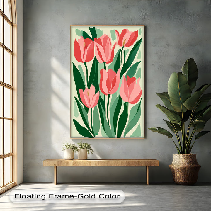Coral Tulip Delight – Abstract Pink Tulip Canvas Print