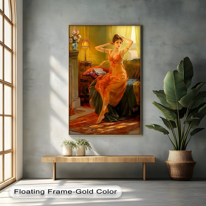 Golden Muse – Sensual Woman Canvas Wall Art | Bedroom Decor