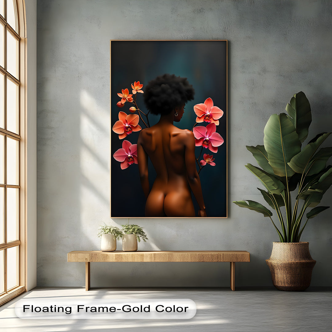 Orchid Bliss Erotic Canvas Wall Art – Luxury Framed Floral Decor