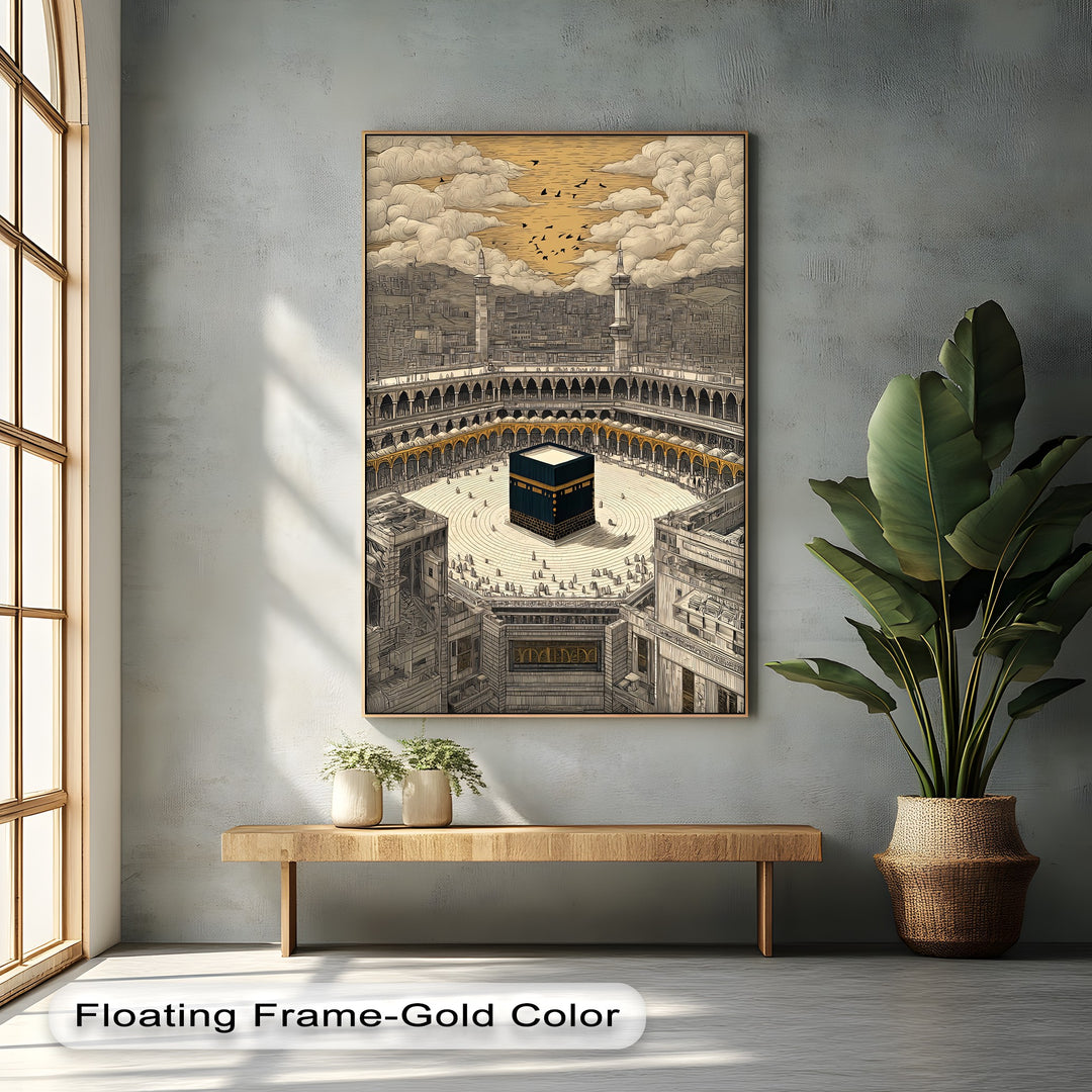 Sacred Kaaba Illustration – Islamic Wall Art of Masjid al-Haram