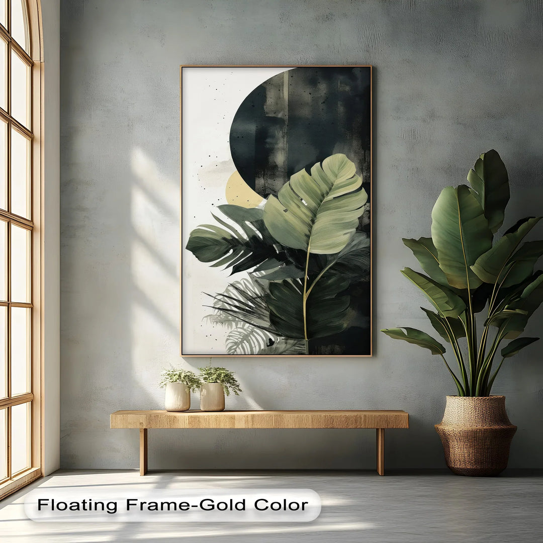 Tropical Eclipse – Modern Monstera Leaf Canvas Print - MyPhotoStation