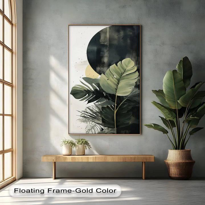 Tropical Eclipse – Modern Monstera Leaf Canvas Print - MyPhotoStation