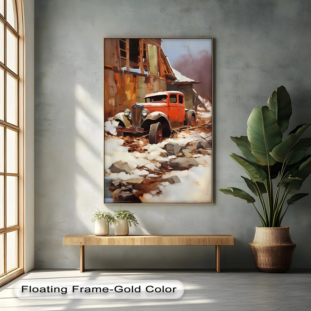 Forgotten Beauty in Snow – Vintage Truck Canvas Print - MyPhotoStation