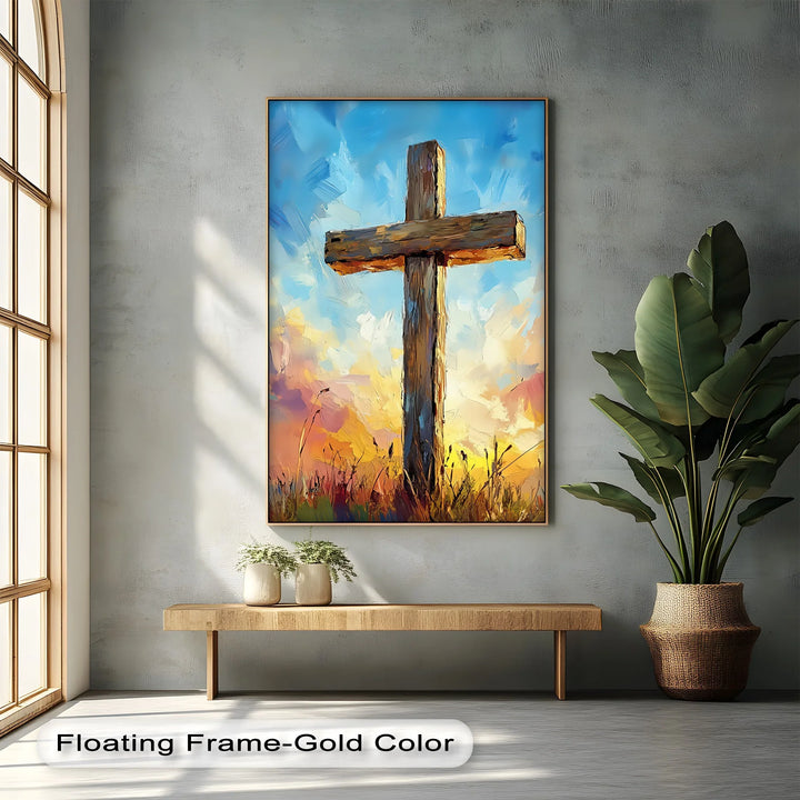 Divine Light – Wooden Cross at Sunrise Canvas Print - MyPhotoStation