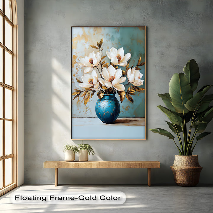 Ivory Magnolia Elegance – White Floral Canvas Print