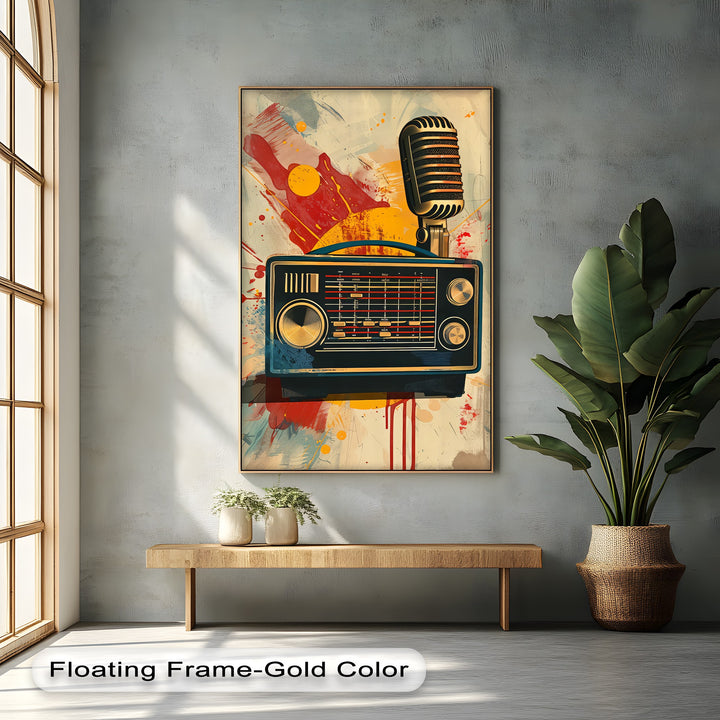 Broadcast Vibes – Vintage Radio and Microphone Canvas Print