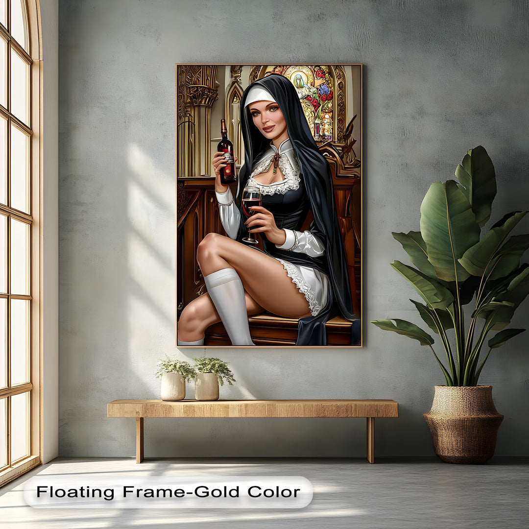 Sacred Temptation – Sensual Nun Erotic Canvas Print
