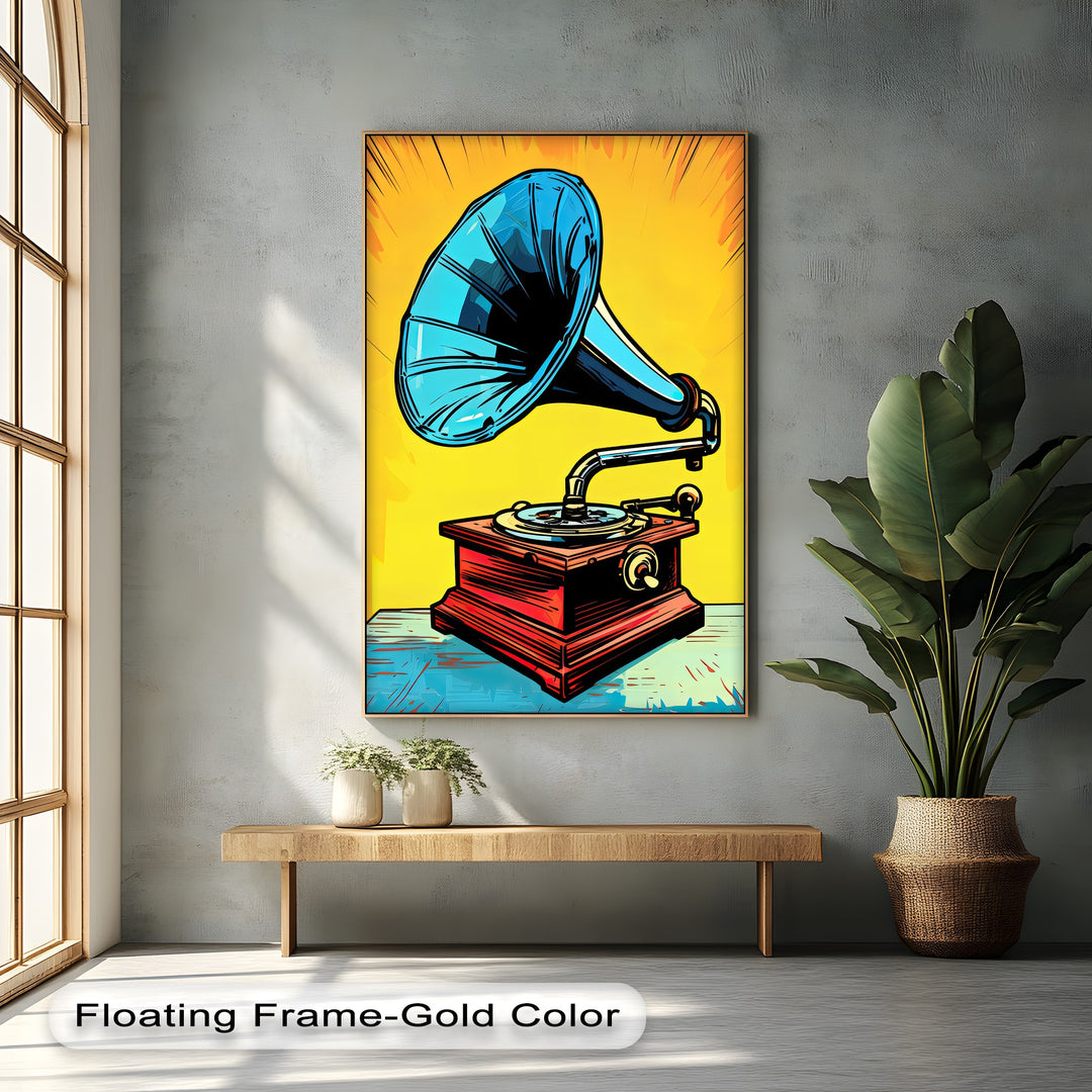 Vinyl Echo – Pop Art Gramophone Canvas Print