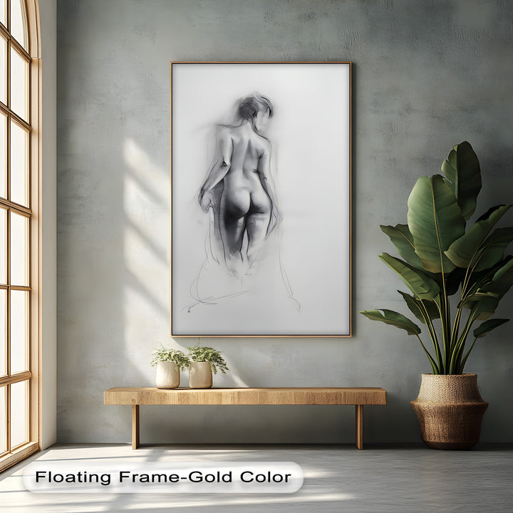 Ethereal Form – Charcoal Nude Woman Canvas Wall Art | Abstract Art