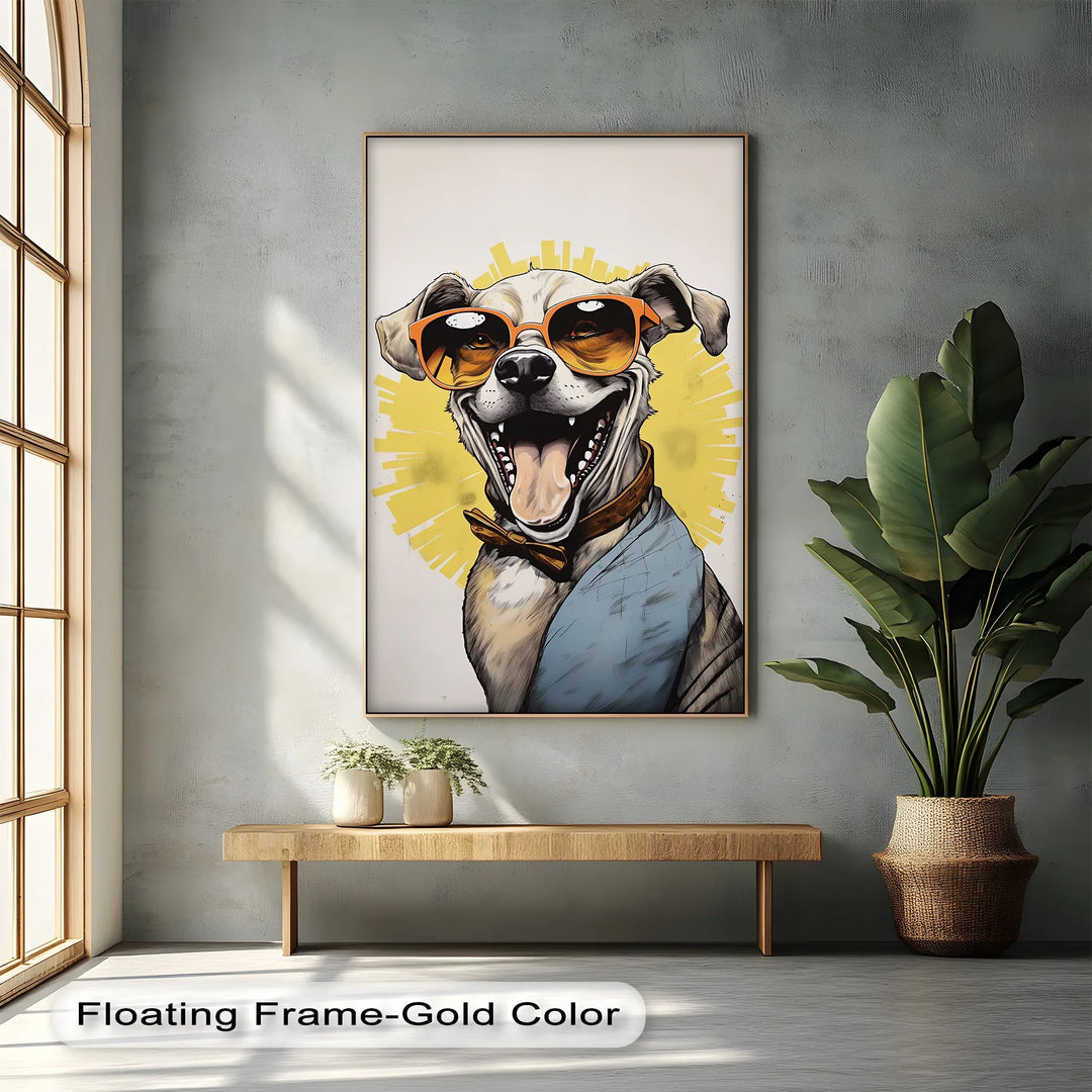 Sunshine Smile Pup – Retro Cool Dog Portrait Puppies Canvas Print - MyPhotoStation