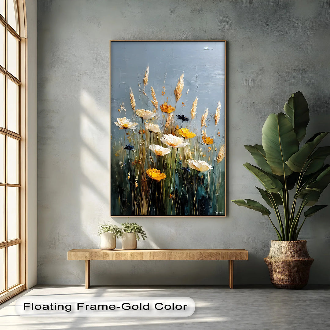 Wildflower Breeze – vibrant countryside floral canvas wall print.

