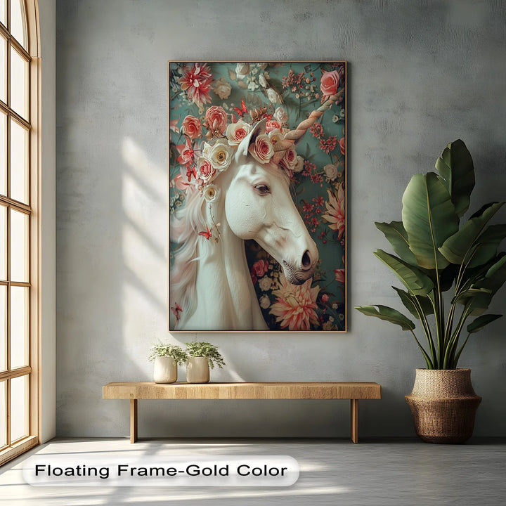 Romantic Fantasy Portrait with Roses and Butterflies - Animal Canvas Print - MyPhotoStation