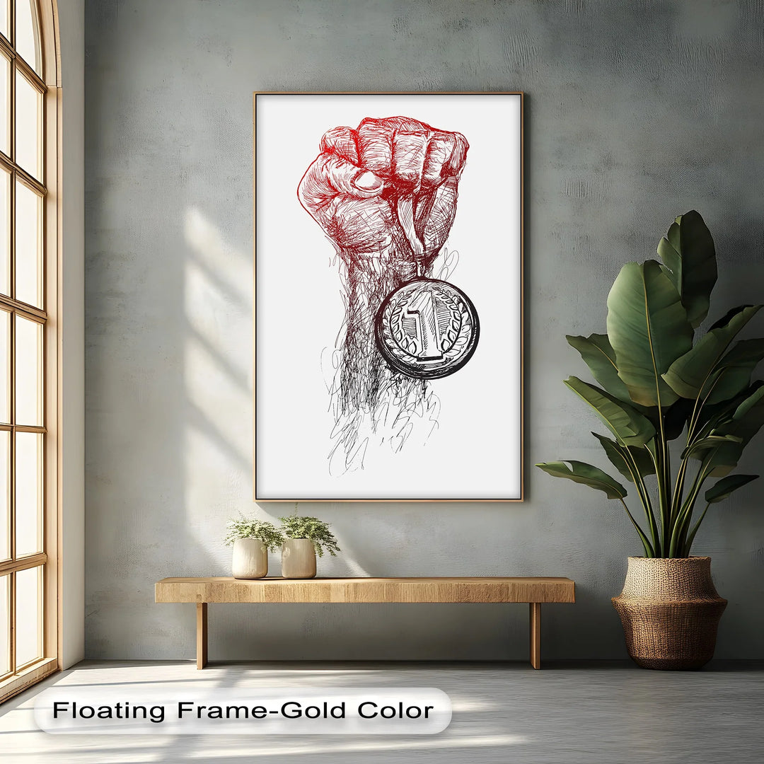 Victory Hand Sketch – Medal of Triumph Inspiraltional Canvas Print