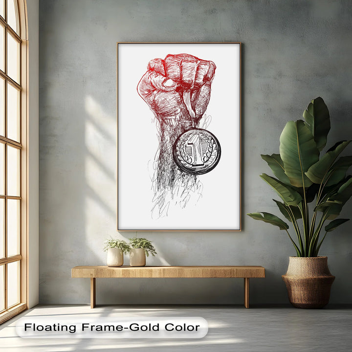 Victory Hand Sketch – Medal of Triumph Inspiraltional Canvas Print