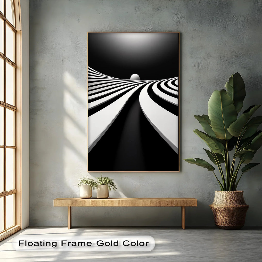 Minimalist Horizon Flow – Black & White Canvas Print - MyPhotoStation