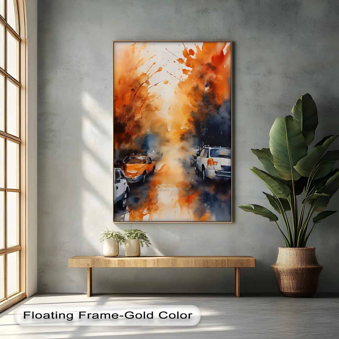 Urban Haze – Abstract Autumn Traffic Canvas Print - MyPhotoStation