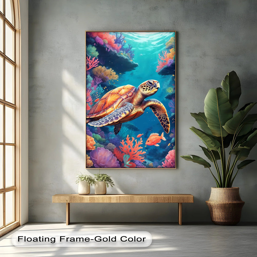 Graceful Sea Turtle – Vibrant Ocean Life Animal Canvas Print - MyPhotoStation