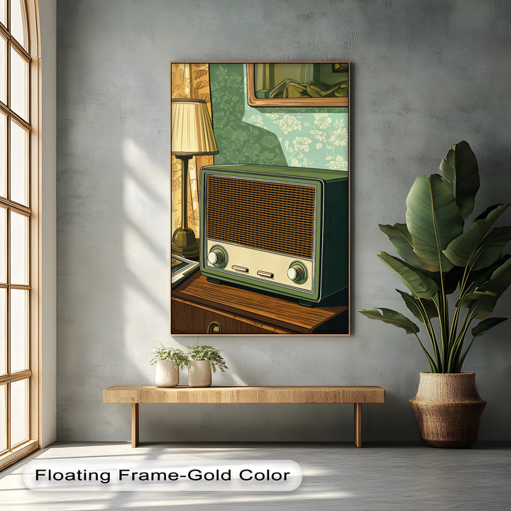 Olive Nostalgia – Vintage Radio Still Life Canvas Print