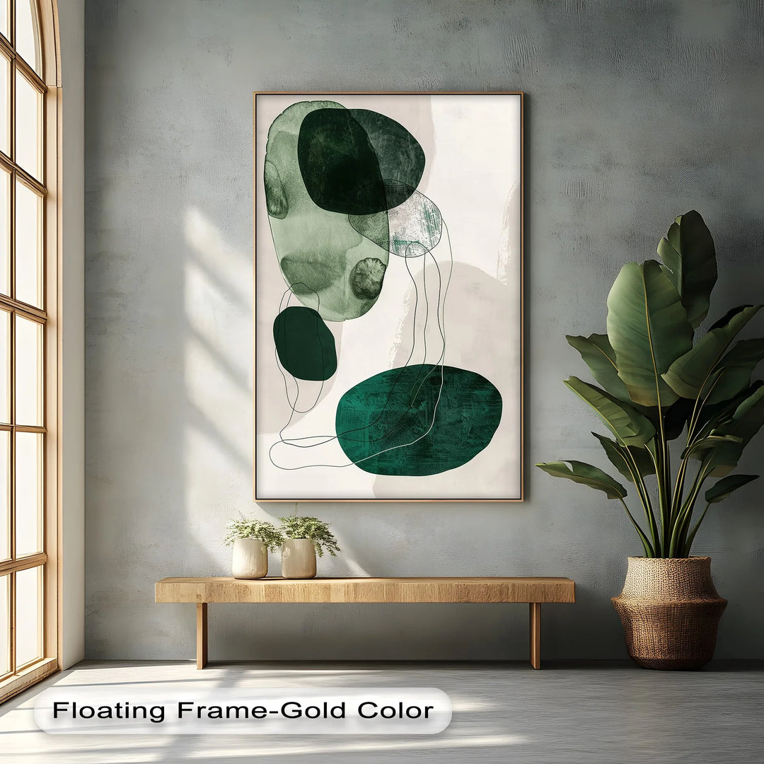 Floating Emerald Forms – Contemporary Abstract Canvas Print - MyPhotoStation