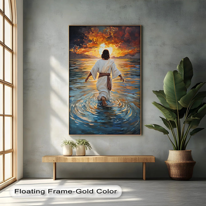 Divine Radiance – Jesus Walking Toward the Sunrise Canvas Print - MyPhotoStation