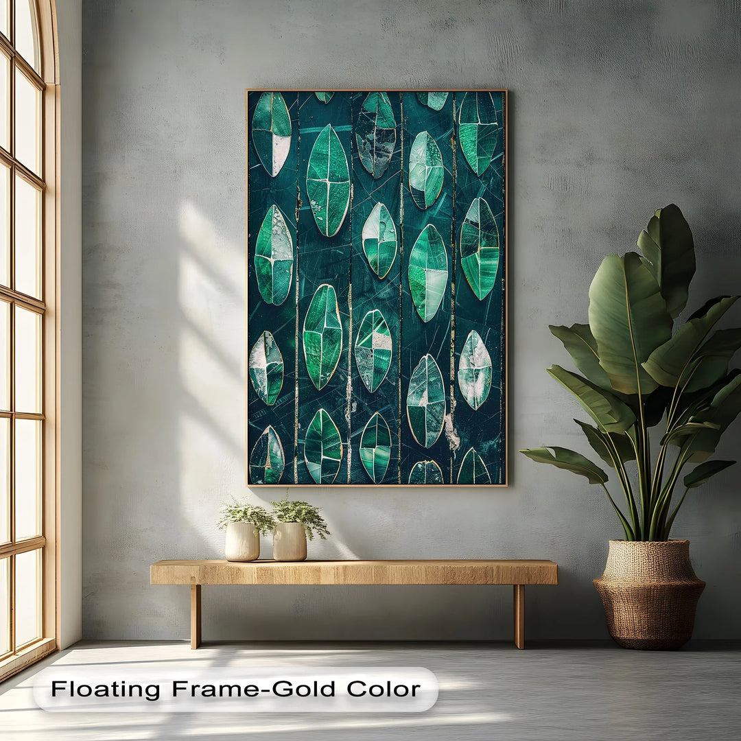 Emerald Leaf Mosaic – Abstract Botanical Canvas Print - MyPhotoStation