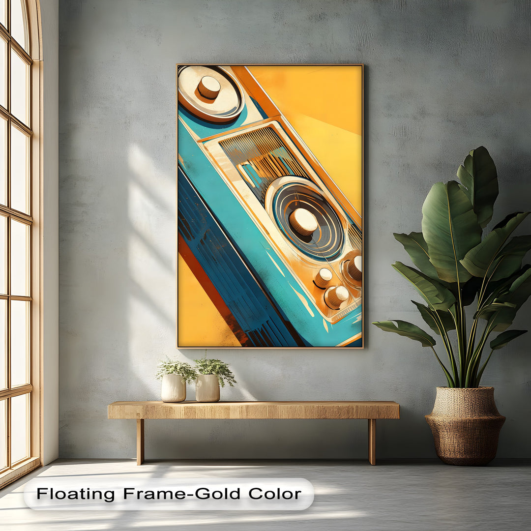 Golden Frequency – Retro Stereo Abstract Canvas Print