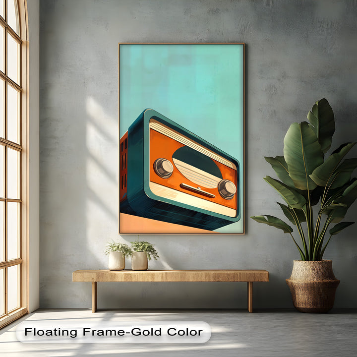 Tangerine Waves – Minimal Retro Radio Canvas Print