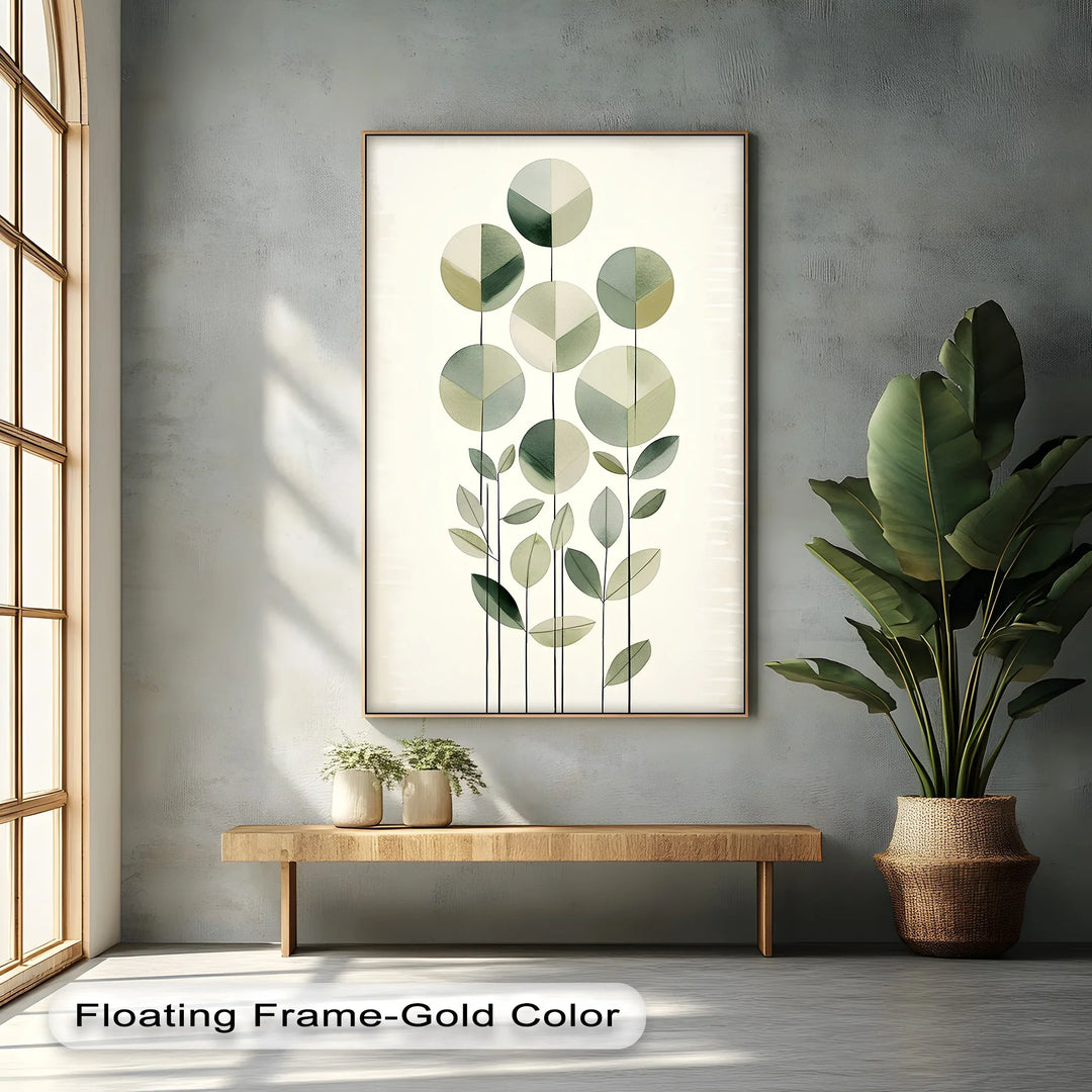 Geometric Leaf Totems – Minimalist Botanical Canvas Print - MyPhotoStation