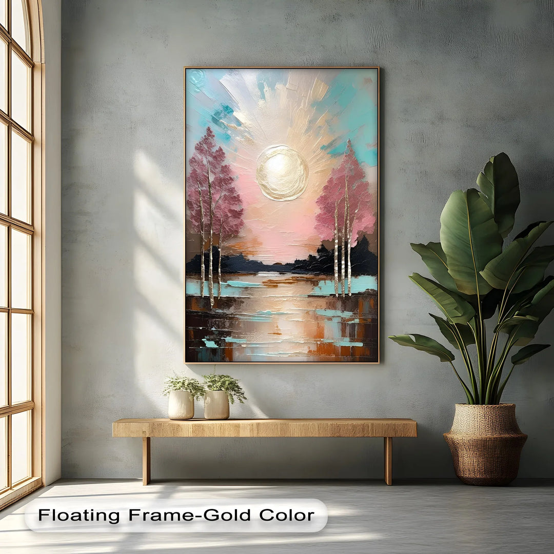 Golden Glow Horizon – Textured Sunset Landscape Canvas Print