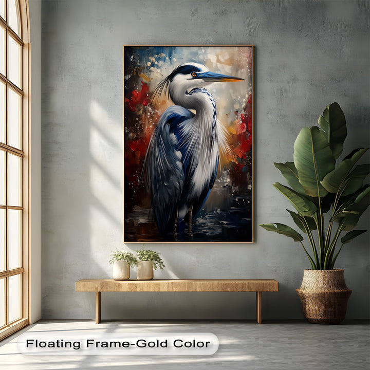 Regal Blue Heron – Majestic Bird Portrait Canvas Print
