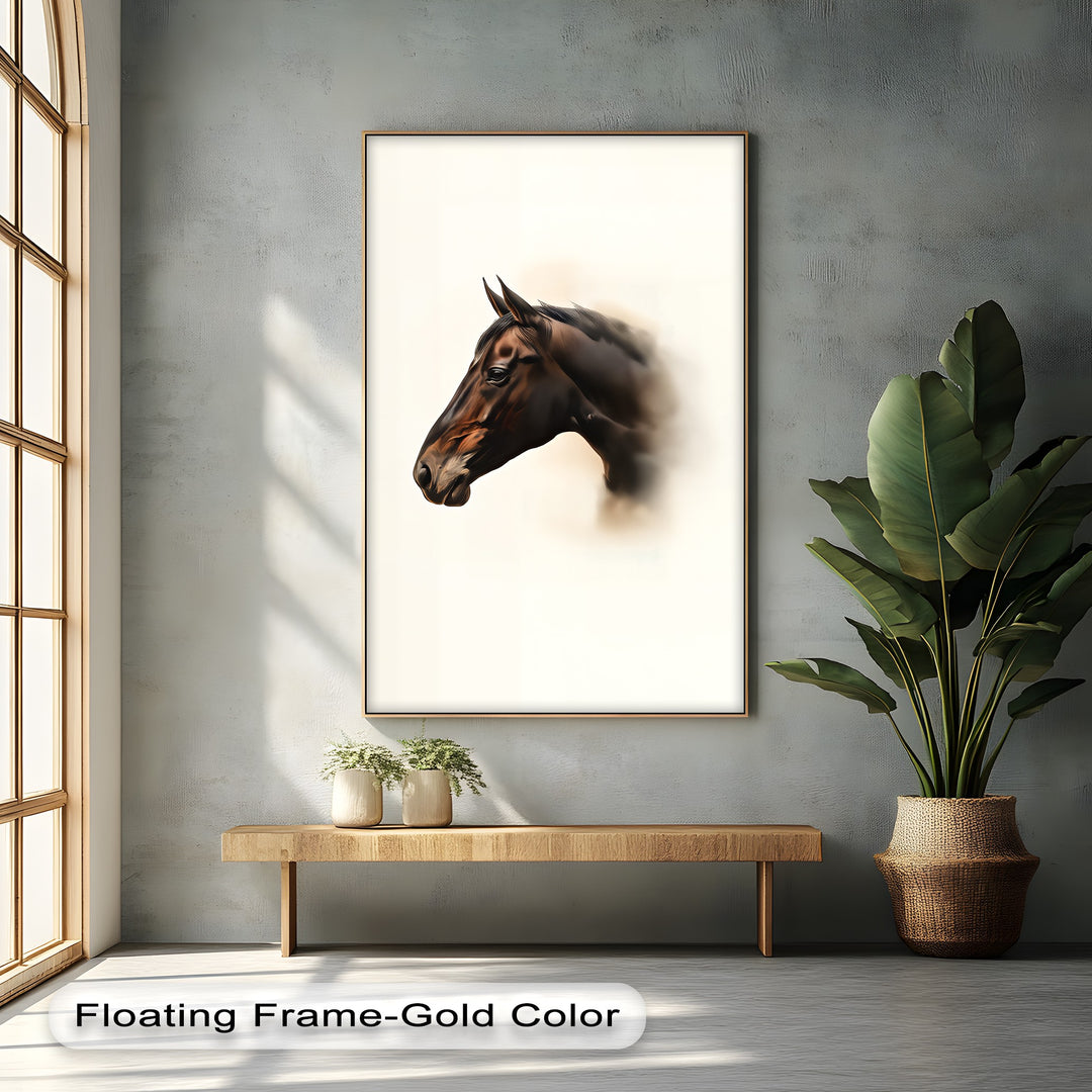 Silent Majesty – Realistic Brown Horse Portrait Canvas Print