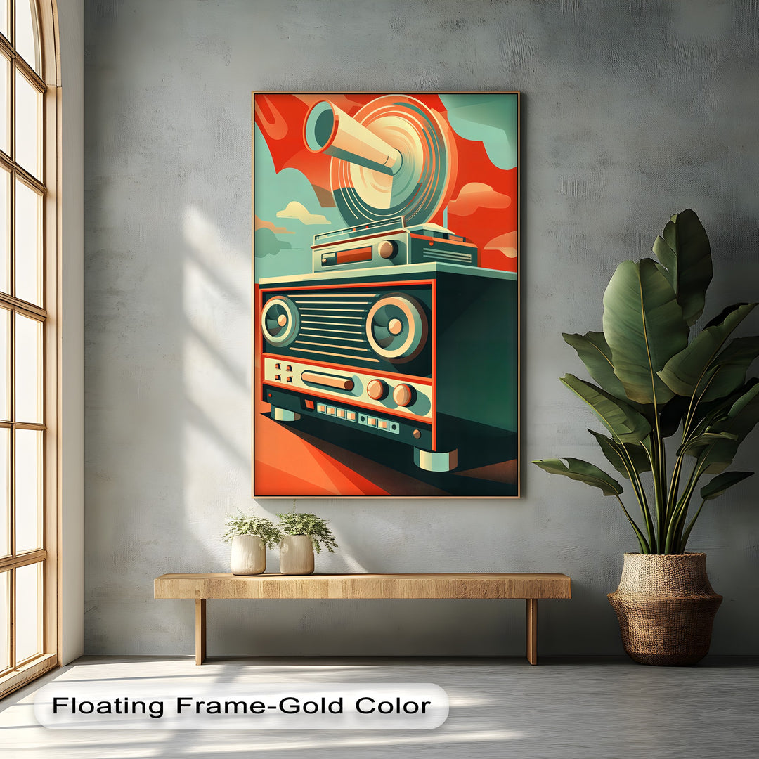 Sonic Boom – Abstract Retro Speaker Canvas Print
