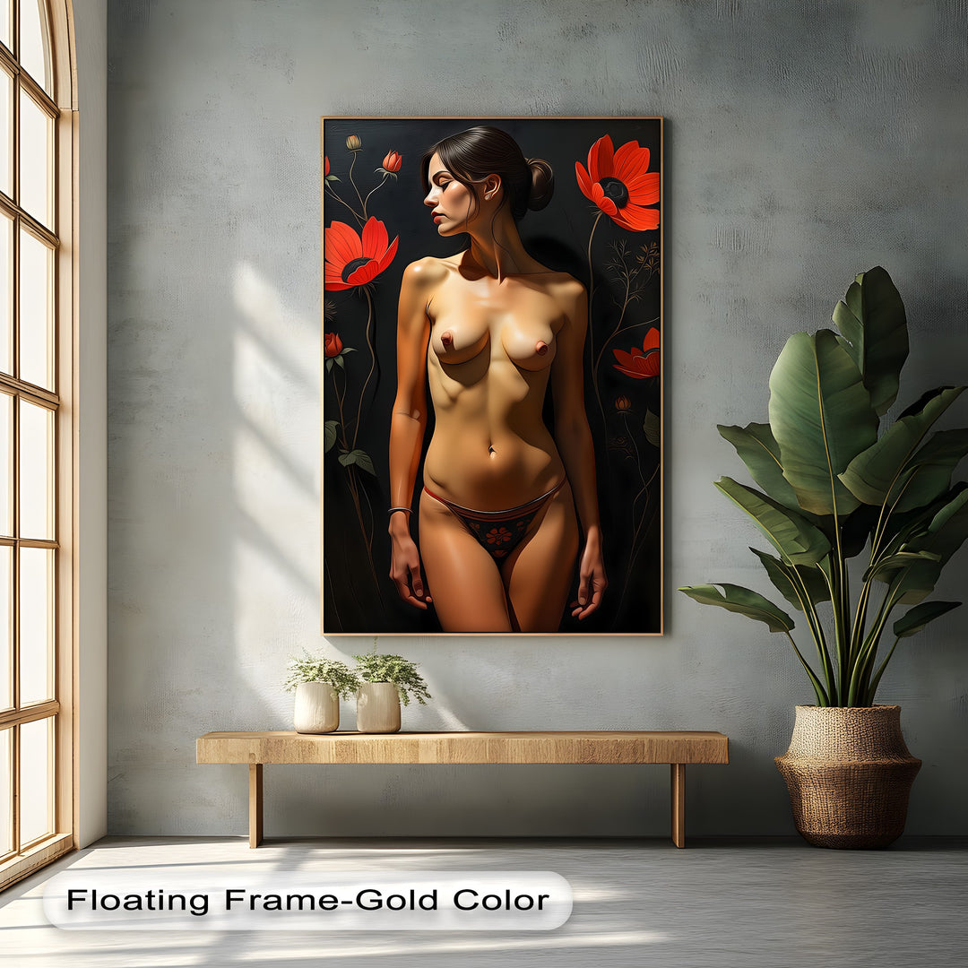 Crimson Blossom Muse – Sex Canvas Wall Art | Framed Art