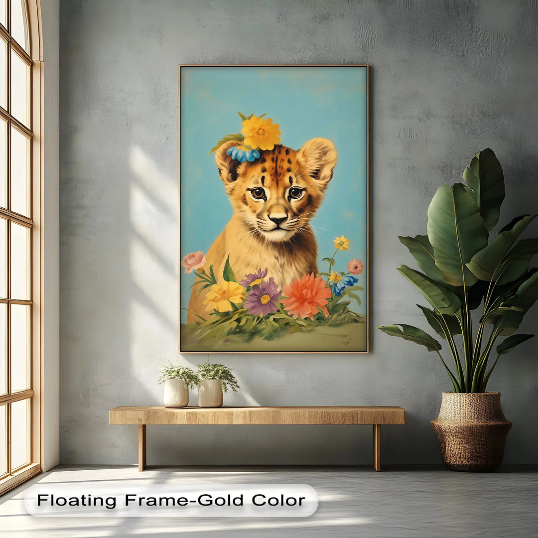 Blossom Crowned Cub – Animal Canvas Print - MyPhotoStation