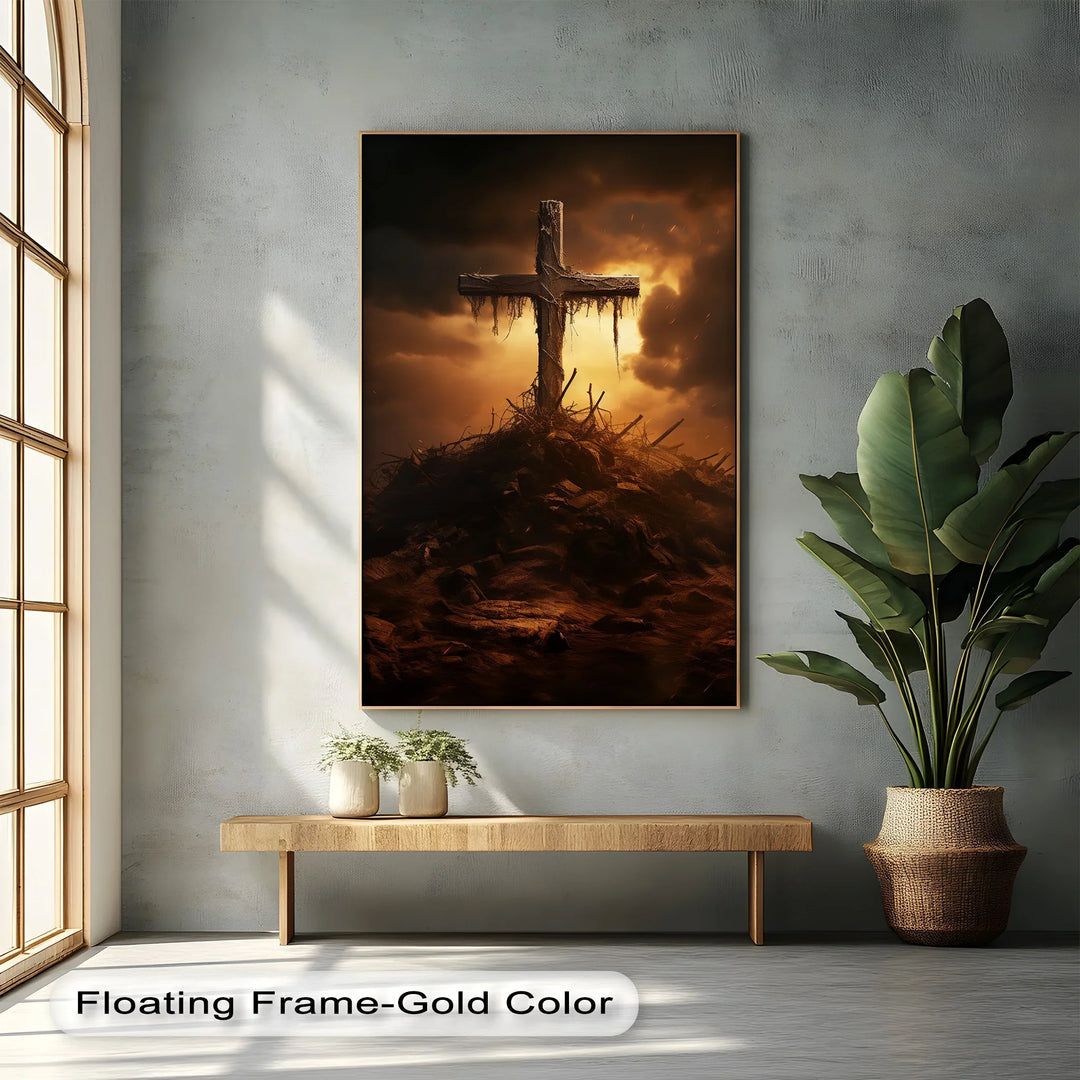 Calvary’s Shadow – Weathered Cross on the Hill Canvas Print - MyPhotoStation