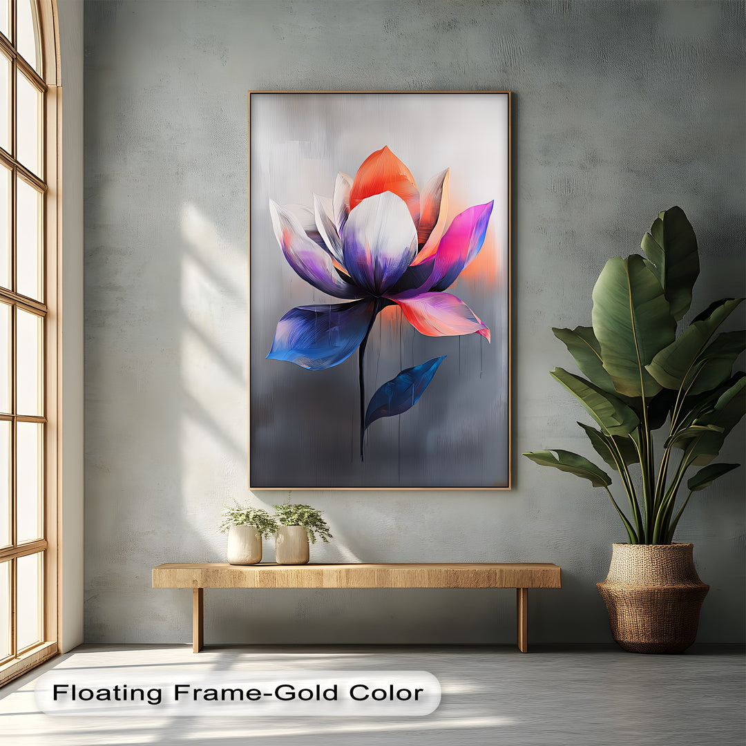 Radiant Lotus Bloom – Multicolor Abstract Flower Canvas Print