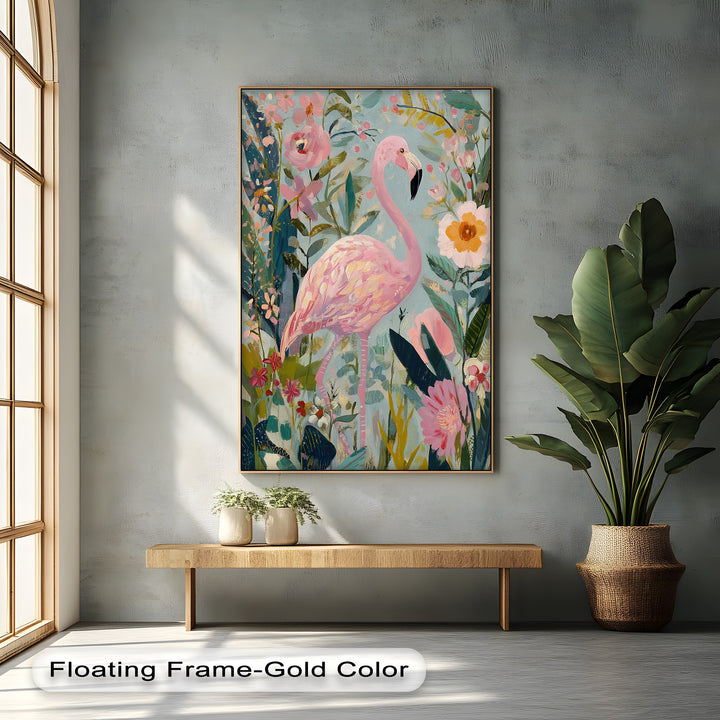Flamingo in Bloom – Pastel Pink Flamingo Canvas Print